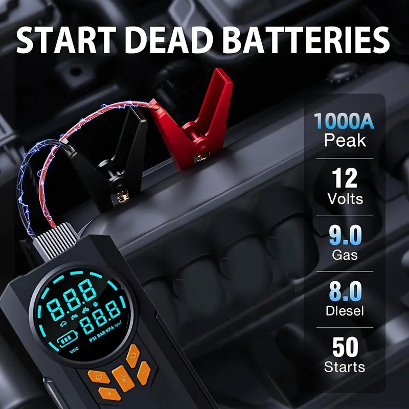 Car Starter with Air Pump ,USB Powered, Portable Car Battery Charger