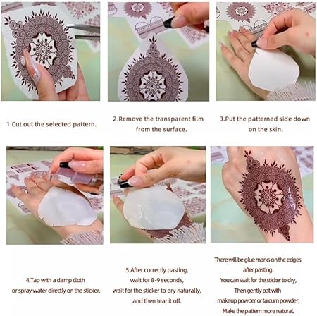 SMK Arabic Mehndi Stickers, Waterproof Temporary Tattoos"