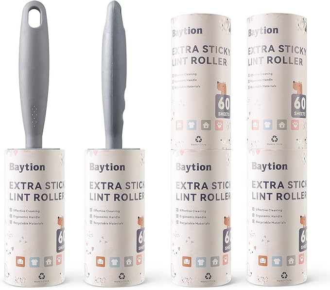 Lint Roller Remover Kit - 360 Sheets, Reusable with 6 Rollers & 2 Handles