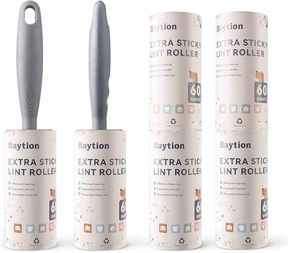 Lint Roller Remover Kit - 360 Sheets, Reusable with 6 Rollers & 2 Handles