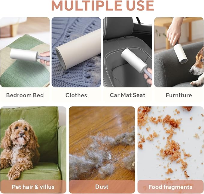 Lint Roller Remover Kit - 360 Sheets, Reusable with 6 Rollers & 2 Handles